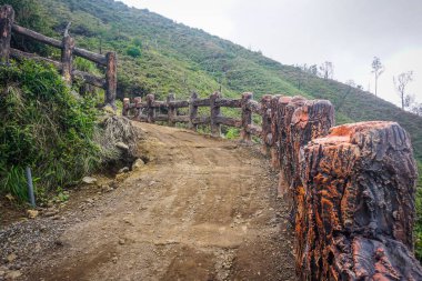 Endonezya 'daki Ijen volkanı kraterine giden yol.