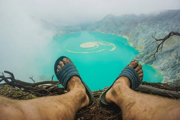 Lago Cratera Vulcão Ijen Indonésia — Fotografia de Stock