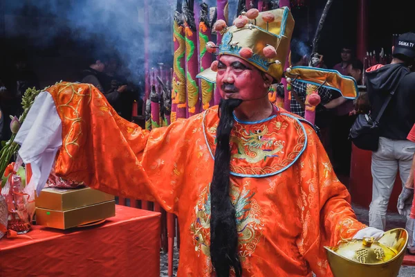 Jacarta Indonésia Fevereiro 2019 Celebrando Ano Novo Chinês Templo Chinês — Fotografia de Stock