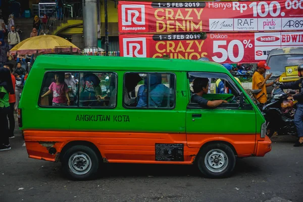 Bogor Indonesia Febrero 2019 Mini Bus Centro Ciudad —  Fotos de Stock