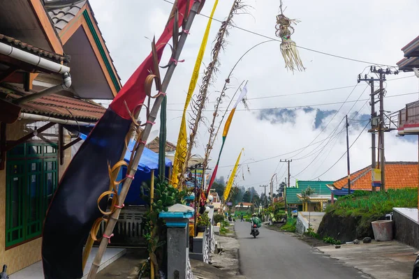 Bromo Volcano Indonesia Januari 2019 Jalan Berdekorasi Indah Desa Ini — Stok Foto