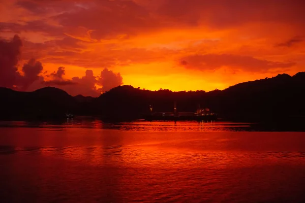 Incrivelmente Belo Pôr Sol Ilha Lombok Indonésia — Fotografia de Stock