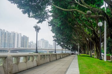 Guangzhou, Çin - 24 Mayıs 2019: Şehir parklarından birinde hafta içi