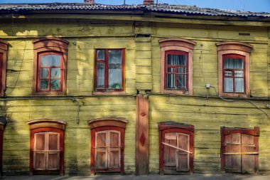 Shutters of windows of an old house in Irkutsk, Siberia