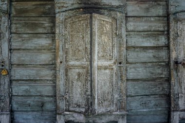 Shutters of windows of an old house in Irkutsk, Siberia
