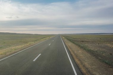 Quiet and empty road in Mongolia