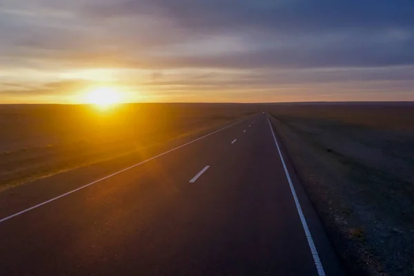 Beautiful Sunset Road Mongolia — Fotografia de Stock