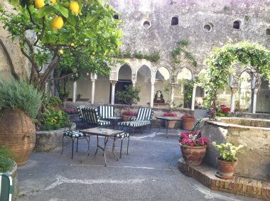 Italian Courtyard near the Ocean clipart