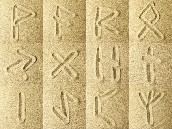 Runes Written in the Sand — Stock Photo, Image