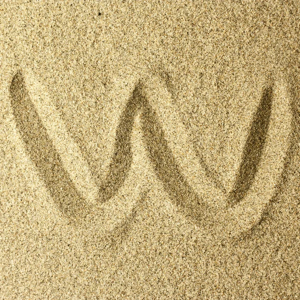 W handwriting in the sand — Stock Photo, Image