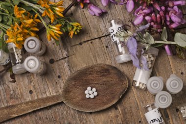 Homeopathic bottles and Pills clipart