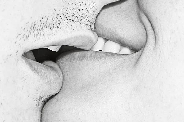 Макро поцілунок, два рота — стокове фото