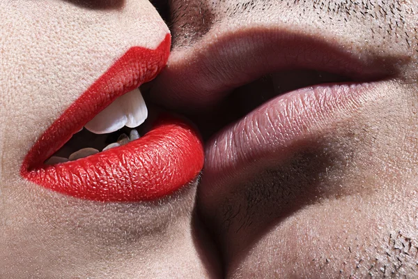 Macro kiss, two mouth — Stock Photo, Image