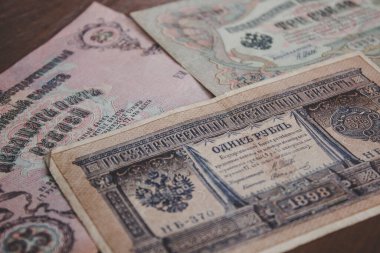 Rus İmparatorluğu devlet kredi kartlarının eski kağıt çarşısı parası.