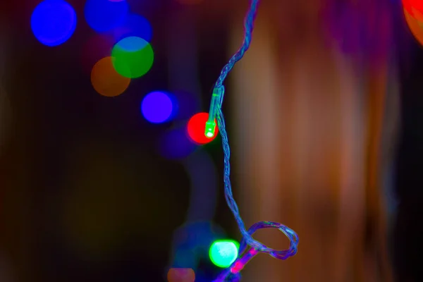 Fiesta Año Nuevo Decoración Colorida Brillante Guirnalda Árbol Navidad — Foto de Stock