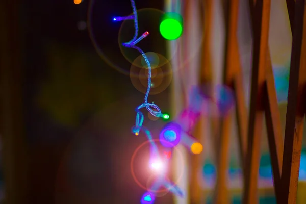 Fiesta Año Nuevo Decoración Colorida Brillante Guirnalda Árbol Navidad — Foto de Stock