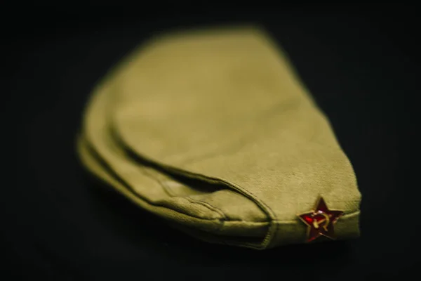 Stará Sovětská Vojenská Čelenka Zelená Vojenská Čepice — Stock fotografie