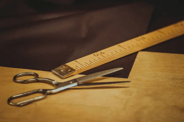 Liniaal Schaar Voor Het Meten Van Snij Snijgereedschappen — Stockfoto