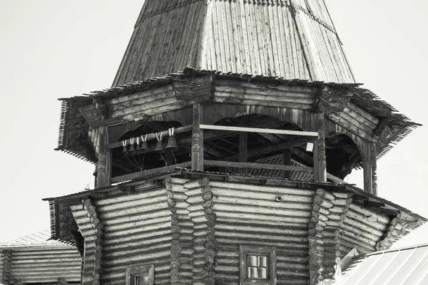 Velho Vintage Russo Tradicional Cidade Madeira Com Torres Torres — Fotografia de Stock