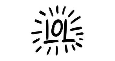 Animasyon Doodle LOL Kırpma / Karalanmış lol kelimesinin canlandırması beyaz arkaplanda yanıp sönüyor