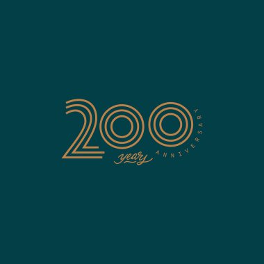 200 yıllık yıldönümü piktogram vektör simgesi, 200. yaş günü logosu etiketi.