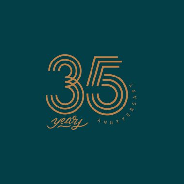 35 yıl yıldönümü pictogram vektör simgesi, 35. yaş günü logosu.