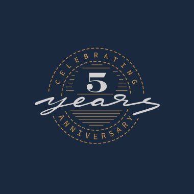 5. yıl dönümü piktogram vektör simgesi, 5. yıl doğum günü logosu.