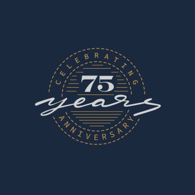 75 yıl yıldönümü pictogram vektör simgesi, 75. yaş günü logosu.