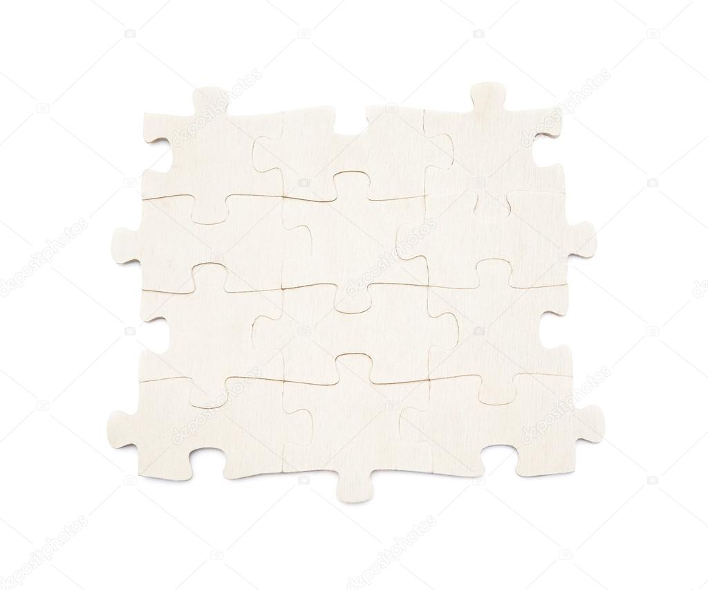 several pieces of puzzles on white with clipping path