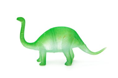 Beyaz bir arka plan üzerinde plastik brachiosaurus oyuncak