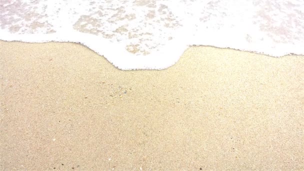 Απαλό κύμα της θάλασσας σε μια αμμώδη παραλία κοντινό με ήχου 4k — Αρχείο Βίντεο