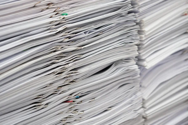 Pile of documents on desk stack up high — Stock Photo, Image