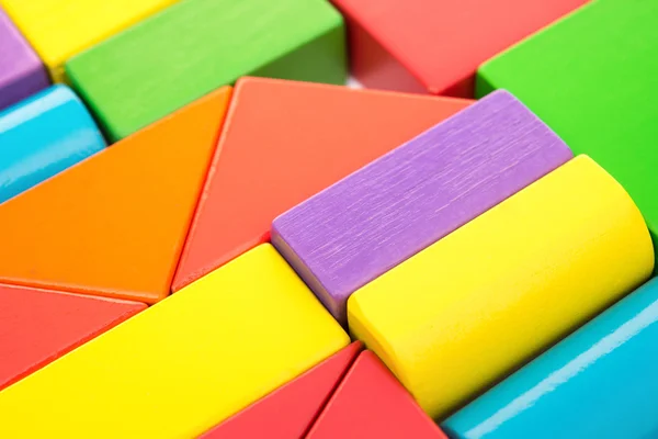 Olika färg och form trä leksak block — Stockfoto