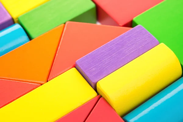 Different color and shape wooden toy blocks — Stock Photo, Image