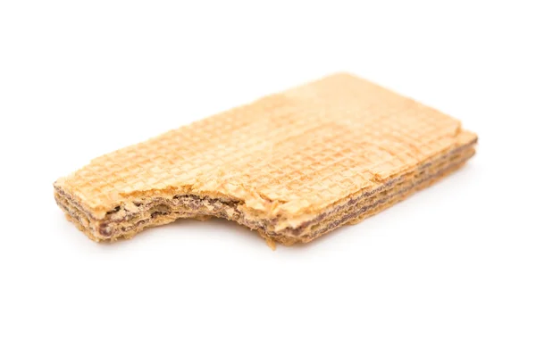 Wafer block with a bite on a white background — Stock Photo, Image