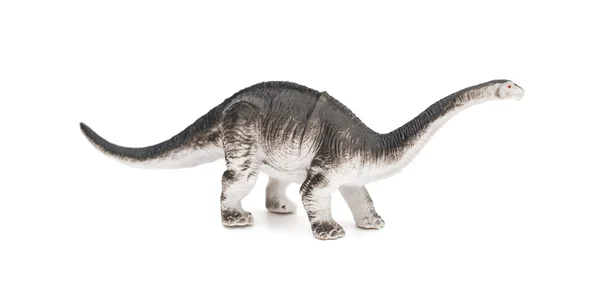 Vue latérale jouet brachiosaure gris sur fond blanc — Photo