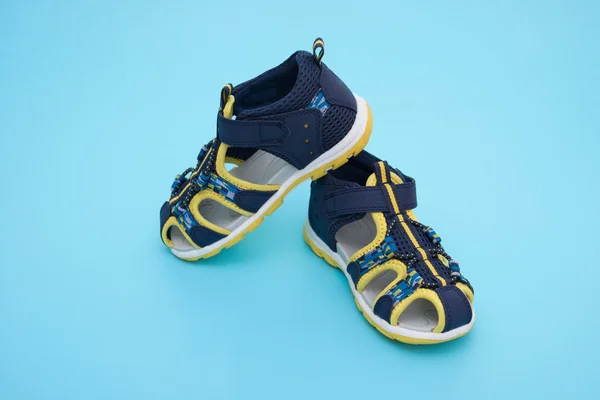 Trendy sandal for boy on blue background — Stock Photo, Image