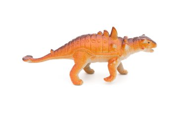 yan görünümü turuncu Pinacosaurus oyuncak beyaz bir arka plan üzerinde