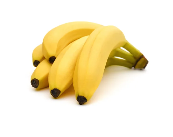 Bananas frescas no fundo branco com caminho de recorte — Fotografia de Stock
