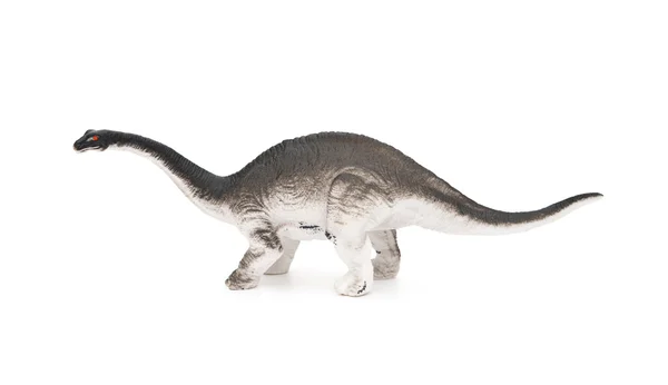 Vue latérale jouet brachiosaure gris sur fond blanc — Photo