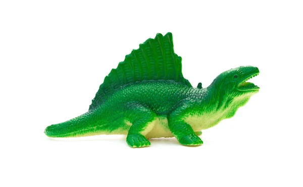 Side view green dimetrodon toy on a white background Stock Photo