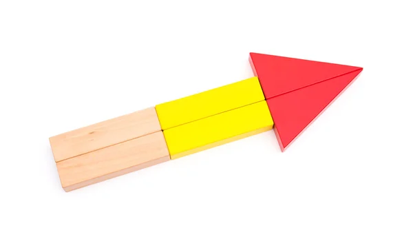 Toy blocks shape like an arrow on white background — Stock Photo, Image