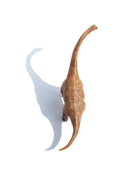 Top view brachiosaurus toy with shadow on a white background — Stock Photo, Image