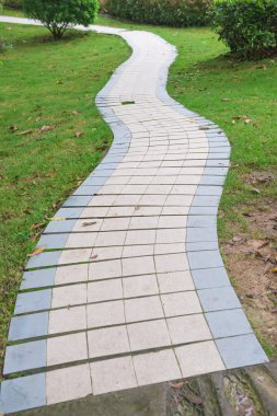 bir bahçede açık eğri yol