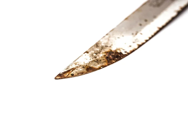 Old rusty knife on a white background close up — Stock Photo, Image