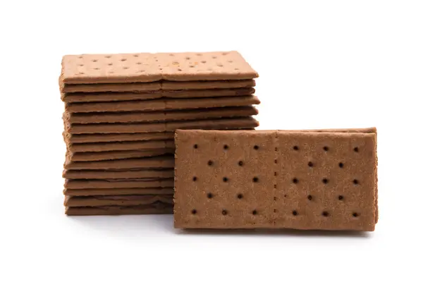 Chocolate flavor sandwich biscuits on a white background — Stock Photo, Image