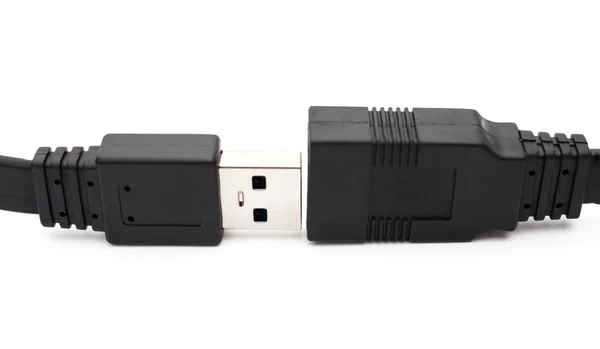 Чоловічі та жіночі голови червоного кабелю USB на білому тлі — стокове фото