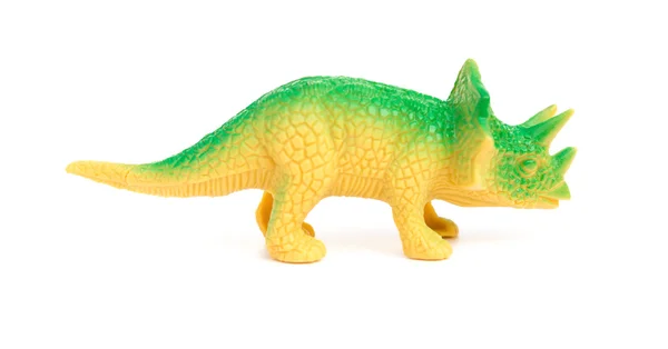 Sidan Visa grön triceratops leksak på en vit bakgrund — Stockfoto