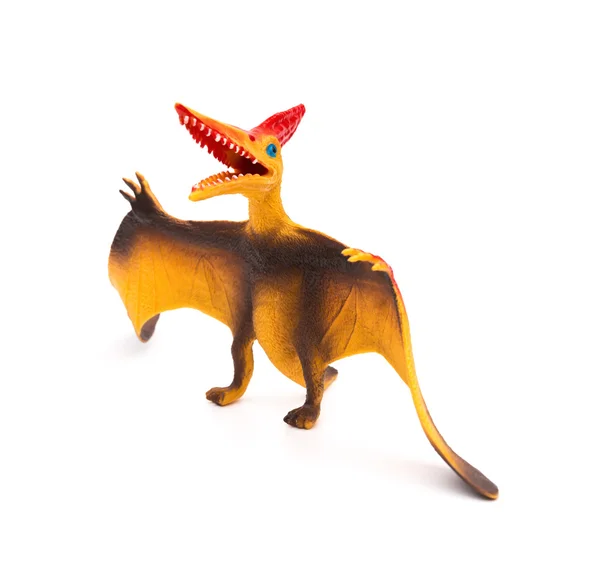 Oranje pterosauriërs speelgoed op een witte achtergrond — Stockfoto