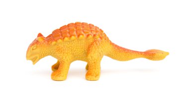 yan görünümü turuncu Pinacosaurus oyuncak beyaz bir arka plan üzerinde